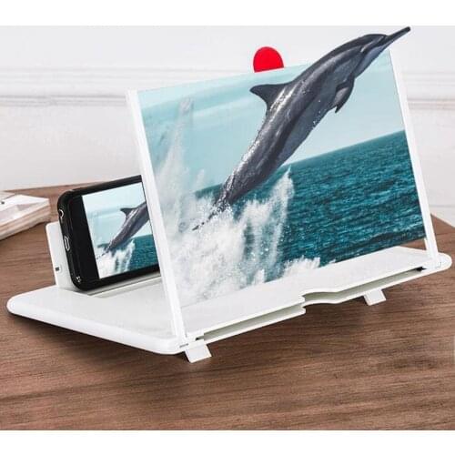 Universal Folding 3D 12" Screen Magnifier Phone Stand Bracket Holder with Screen Amplifier for Movies Videos Gaming