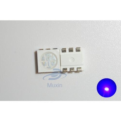 Water Clear LED Light Diode 5050 uv/purple 200pcs SMD/SMT High Power LED PLCC-6 3-CHIPS Super Bright lamp light High quality