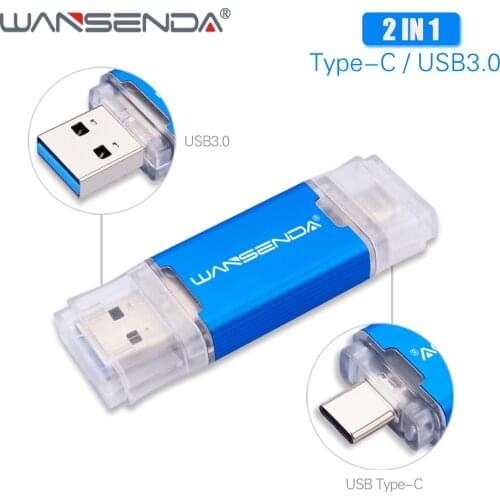 WANSENDA USB Flash Drive OTG 2 in 1 USB3.0 & Type-C Pen Drive 512GB 256GB 128GB 64GB 32GB Pendrive USB Memory Stick Flash Disk