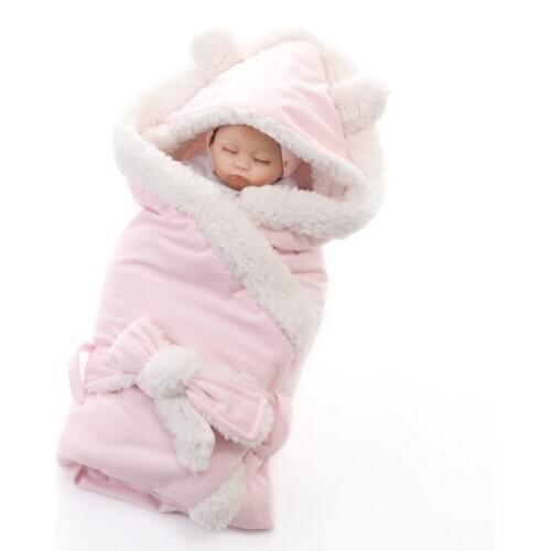 Winter Baby Boys Girls Blanket Wrap Double Layer Fleece Baby Swaddle Sleeping Bag For Newborns Baby Bedding Blanket
