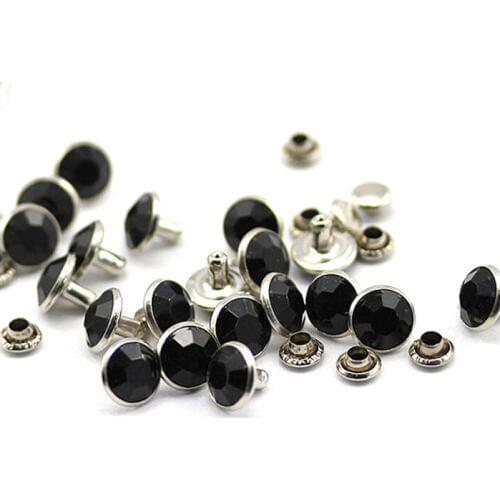 10mm Black Loose Acrylic Rhinestone Rivets