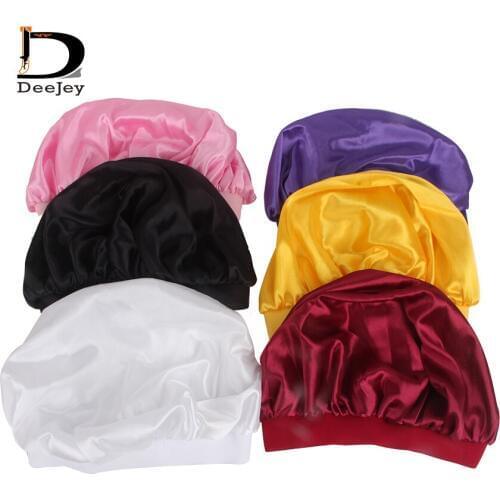 22cm diameter wide band kids satin bonnet shower sleep cap for child 6 color available 10pc lot