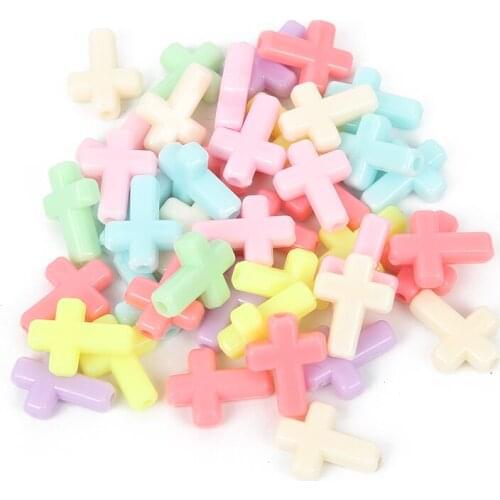 100pcs/lot Mixed Cross Shape Acrylic Beads Charm Loose Spacer Beads For Jewelry Making DIY Needlework Bracelet Accessories