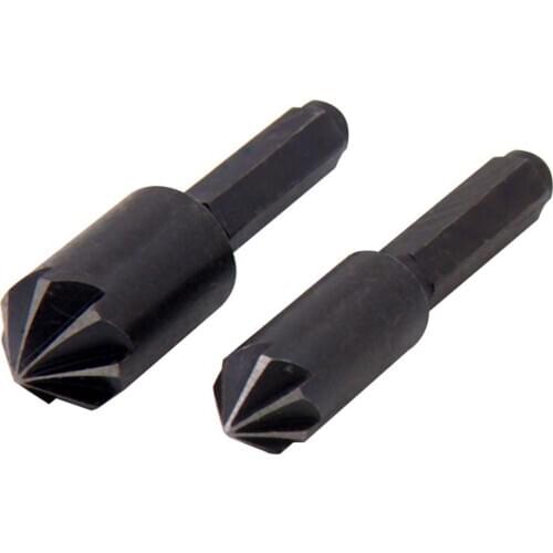 2Pcs Carbon Steel Chamfer Hex Handle Countersink Boring Set Drill Bit Tools