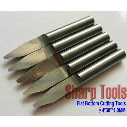 4mm 30 Degree 0.6-1mm Tip V Shape Flat Bottom Endmill Tungsten Carbide Cutters PCB CNC Engraving Router Bits Wood Milling Tools