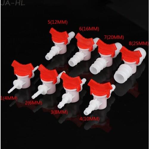 4mm 6mm 8mm 10mm 12mm 16mm 20mm Hose Barb Two Way Plastic Ball Valve Aquarium Garden Micro Irrigation Connector