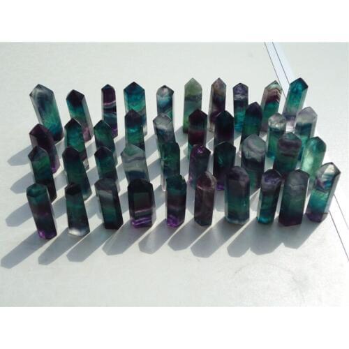 40 Pieces Nice Natural Colourful transparent smooth fluorite points healing from China Wholesales Free Shipping