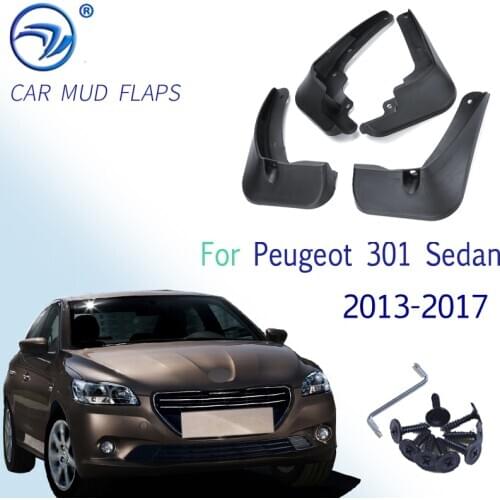 4Pcs Car Front Rear Fender Flares Splash Guards Mud Flaps Mudguards for Peugeot 301 Sedan 2013 2014 2015 2016 2017 Mudflaps