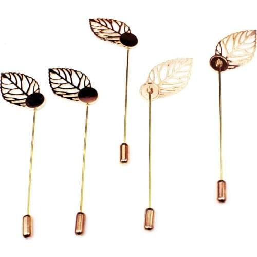 50pcs leaf stick pins w/ glue pad Wedding favors Leaf bar pin Gold lapel pin Brass stick brooch Wedding Bridesmaids Bridal Gifts