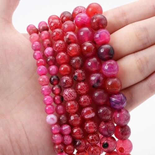 Natural Stone Beads Red Moire Agates Round Loose Spacer Beads for Jewelry Making DIY Bracelet Charms Accessories 4/6/8/10/12mm