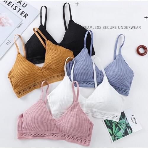 Wireless Bralette Comfortable Tube Tops Solid Vest Women Fitness Bra Plaid Underwear Soft Crop Top Seamless Padded Lingerie