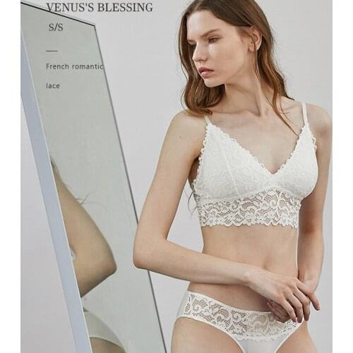 VENUSS BLESSING Bralette French lace lingerie women bra without pad a steel ring thin sexy back bra full cup