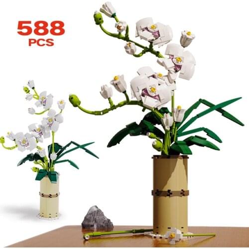 City Creator Bouquet Orchid Flowers Building Blocks Moc Romantic Home Decoration Diy Friends Bricks Toys for Children Girls Gift