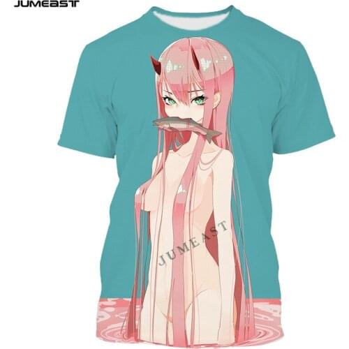 Jumeast Men Women -Shirt DARLING in the FRANXX Zero Two Oversized Male Streetwear Short Sleeve T Shirt Sport Pullover Tops Tees