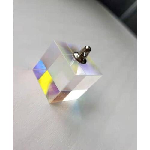 K9 Optical Glass Six-Sided Cube Prism Reflective Color Pendant Support Customization