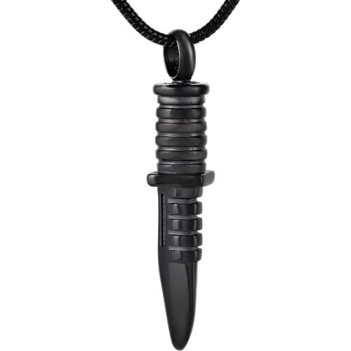 K9792 Knife Shape Cremation Jewelry for Ashes Pendant Locket Stainless Steel Keepsake Memorial Urn Necklace for Women Men