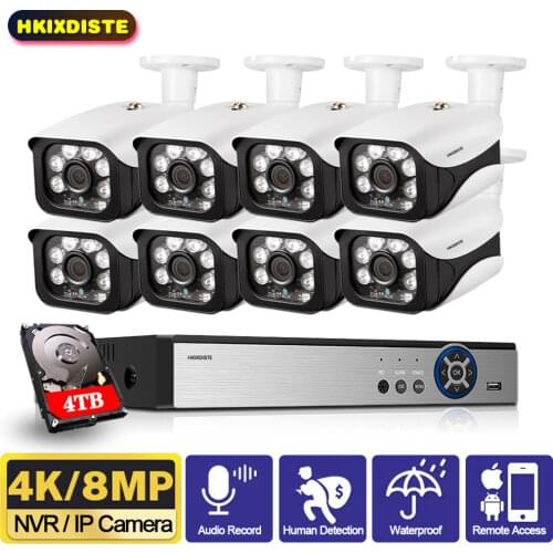 H.265+ 4CH 5MP UHD POE NVR Kit CCTV Security System Face Record AI IP Camera Outdoor Waterproof Video Surveillance Camera Set