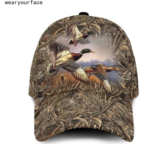 Mallard Birds Wildlife 3D All Over Printed Snapback Hat Men Women Adult Hip Hop Headwear Outdoor Sun Visor Baseball Cap