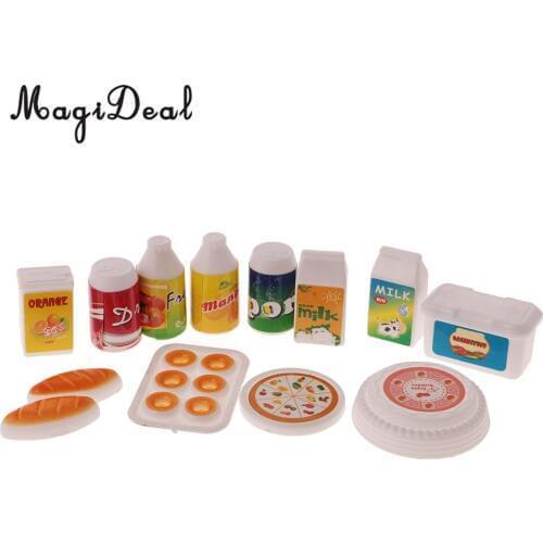 MagiDeal Colorful 12Pcs/Lot Dollhouse Miniature Juice Milk Drinks Food Set for Dolls Child Pretend Kitchen Play Educational Toy