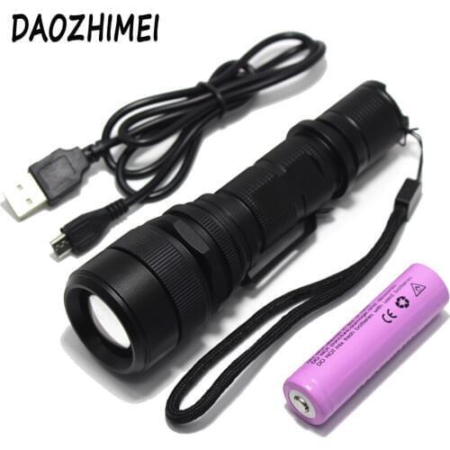 Zoomable 8000LM XM- L2 Led Flashlight Hunting lanter Waterproof Zoom Camping lantern Use18650 Battery +USB Cable