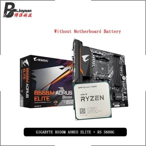 AMD Ryzen 5 5600G R5 5600G CPU + GA B550M AORUS ELITE Motherboard Suit Socket AM4 All new but without cooler