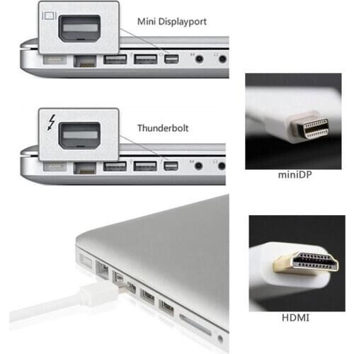 Mini DisplayPort DP Male To HDMI Video Audio HD Adapter, Cable Cooper Conductor Lead Lead Cable Cable Microsoft MD10 White Color