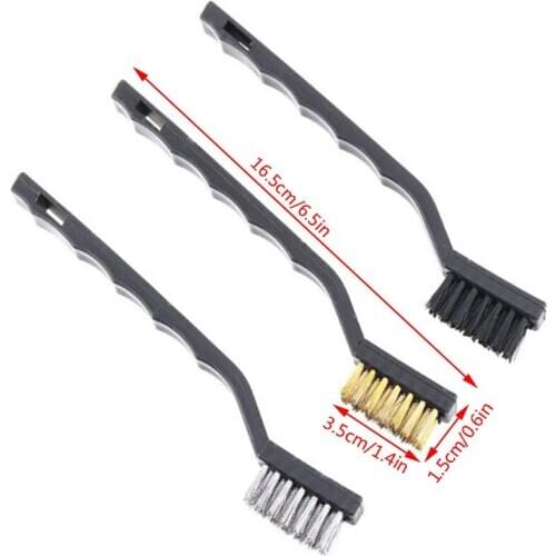 3Pcs Mini Stainless Steel Rust Brush Brass Cleaning Polishing Detail Metal Brush Wire Toothbrush Cleaning Tool Family Kit