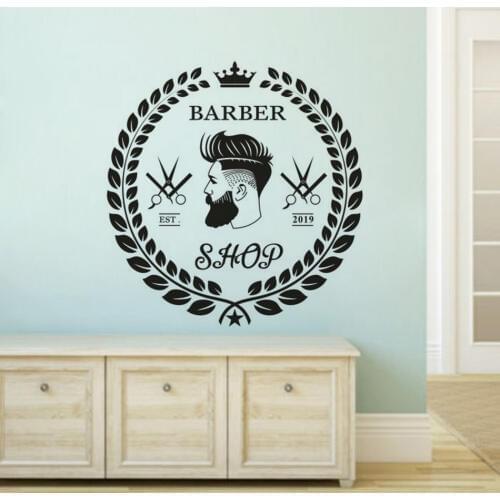 Haircut Style Wall Sticker Barber Beard Face Vinyl Wall Decal Hair Cut Tools Window Decal Hair Salon Barbershop Decoration AZ066
