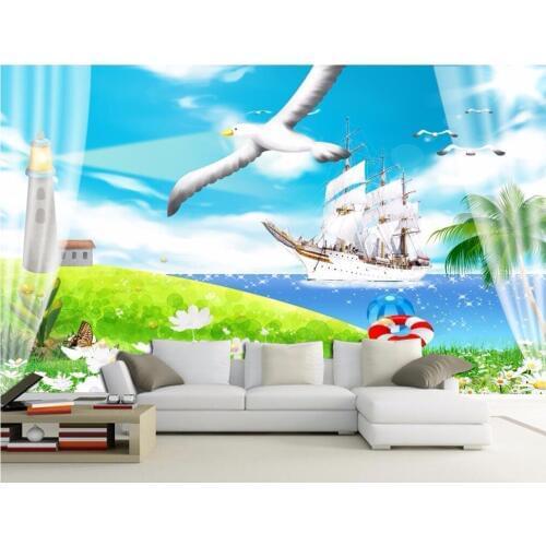 3d wallpaper Custom photo mural seagull scenery of the seaside room decor painting 3d wall mural wallpaper for walls 3 d