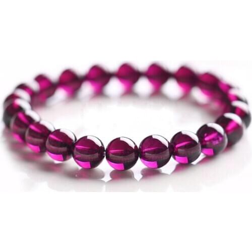 Natural Purple Garnet Quartz Bracelets For Women Lady Clear Round Crystal Beads Stretch Charm Bracelet 7mm 8mm 9mm AAAAAA