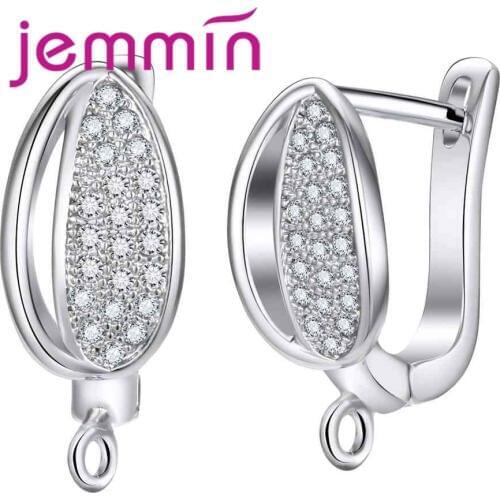 New Fashion Women Female Party Jewelry Accessories With Full Cubic Zirconia 925 Sterling Silver Geometric Earrings