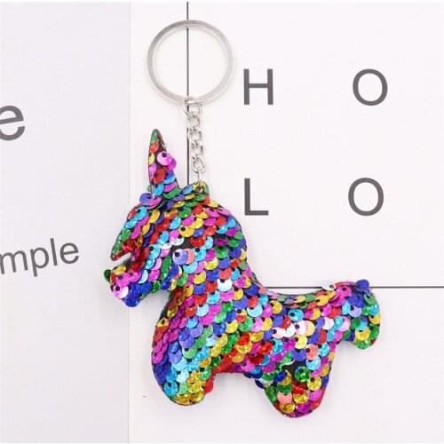 Wholesale High Quality Mobile Phone Chain Sequins Unicorn Key Chain Glitter Pompom Keychain Birthday Gifts Accessories Keyring