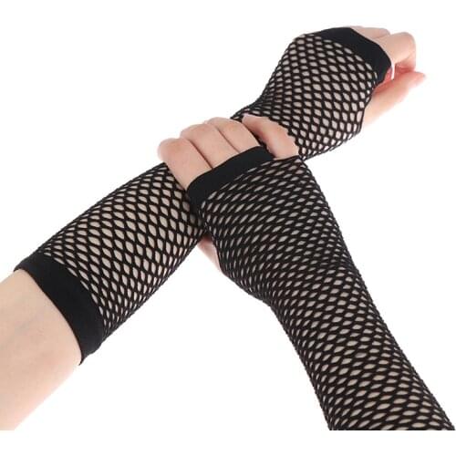 1 Pair Fingerless Loop Gothic Steampunk Haft Arm Length Fingerless Long Glove Leg Arm Sleeve Women Long Fishnet Gloves