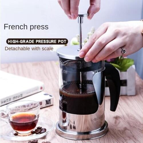 Stainless steel press pot glass filter press coffee pot hand press tea maker