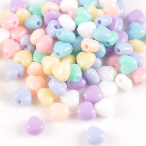 Mixed Color Acrylic Heart Spacer Beads Fit Jewelry Handmade 7mm 400Pcs YKL0218