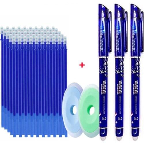 55pcs/set Erasable Pen Colored Ink Refills Rods 0.5mm Magic Erasable Gel Pen Primary School Students Office Writing Stationery