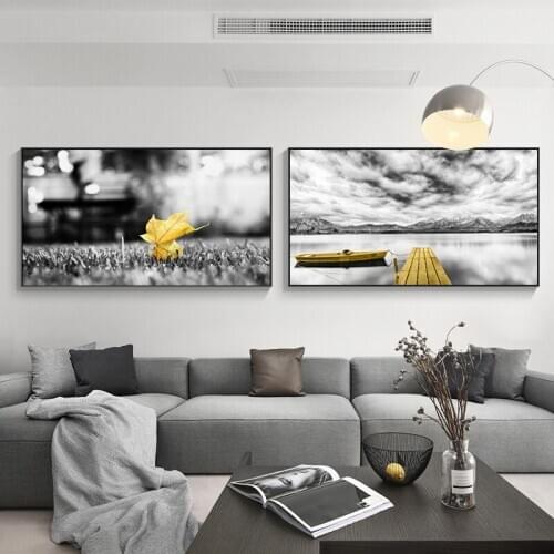 Modern Wall Pictures Gold Train Leaf Boat Sails Nodic Wall Art Posters Canvas Painting for Home Living Room Bedroom Decoration