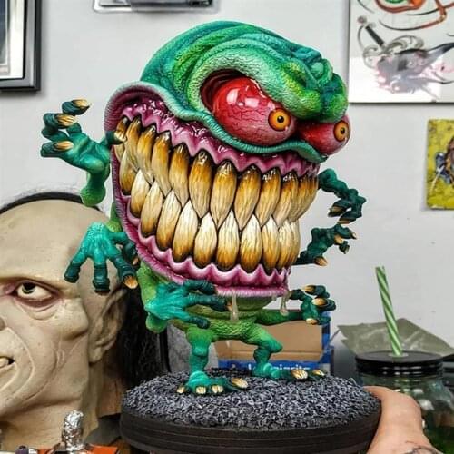 Monster Statue Angry Big Mouth Resin Statue Figurine Horror Sculptures Monster Crafts Halloween Ornament Home Decoration