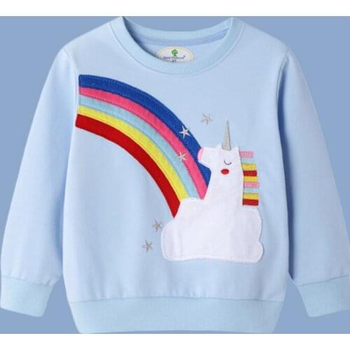 Sweatshirt Rainbow Unicorn Print Light Color Childrens Clothing Autumn Childrens Clothing New Girls' Sweatshirt