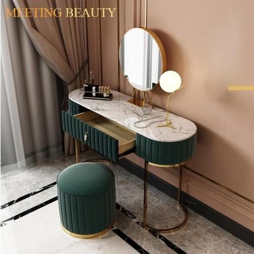 Dressing table Nordic bedroom simple storage cabinet one European light luxury with light makeup table bedroom dressers