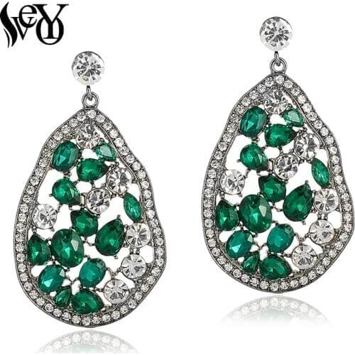 VEYO Geometry Hollow out Crystal Drop Earrings Luxury Wedding Brand Design Earrings for Women New