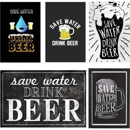 Vintage Save Water Drink Beer Metal Tin Sign Plaque Vintage Metal Poster Bar Pub Club Decorative Iron Painting Metal Plate