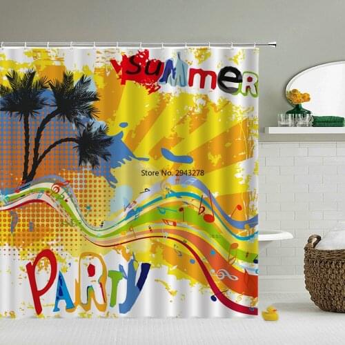 Music Rock Guitar Bath Curtains Waterproof Shower Curtain 3D Printing Fabric Bathroom Decoration With Hook 180*180cm Bath Screen