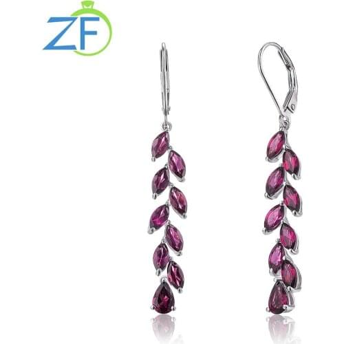 GZ ZONGFA Fashion Popular Accessories Natural Rhodolite Personalized Abstract wheat ears Women Jewelry Drop Earrings