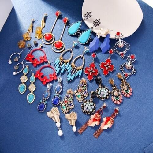 2020 New Design Fashion Earring Europe America Popular Jewelry Crystal Antique Drop Earrings For Women Statement Style