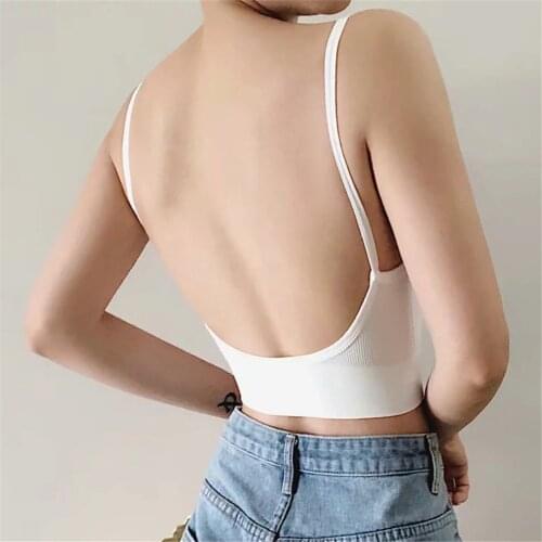 Women Bra Sexy Seamless Bra U Type Backless Push Up Bralette Brassiere Removable Chest Pad Sports Vest Females