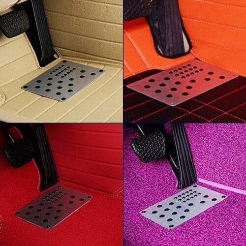 1PC Universal Automobile Alloy Wear Plate Anti-skid Pad Silver Car Floor Mat Foot Heel Scuff Plate Non-slip Carpet Patch