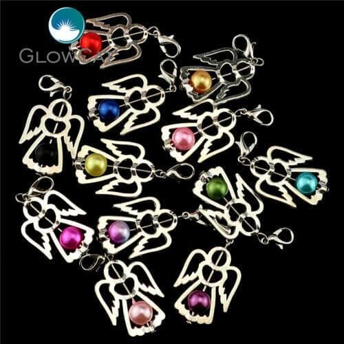 12PCs Handmade Colorful Charm Plastic Beads Guardian Angel Wings Diy Pendant For Jewelry Making Gift 22543