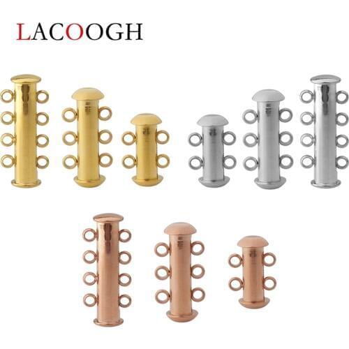 Stainless Steel 2/3/4 Rows Holes Strong Magnetic Clasps For Necklaces Bracelets End Clasps Connector DIY Jewelry Making Supplies