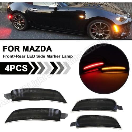 2/4Pcs Smoked For Mazda Miata MX5 ND 2016 2017 2018 2019 2020 2021 Front Amber Rear Red LED Side Marker Light Fender Bumper Lamp